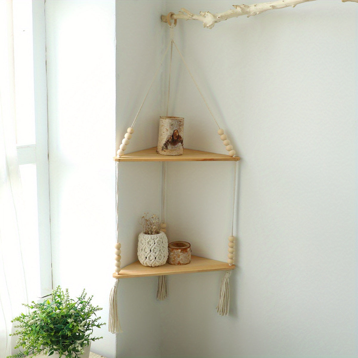 Movattis™ - Bohemian Triangular Wooden Shelf: Stylish Wall Hanging Decor