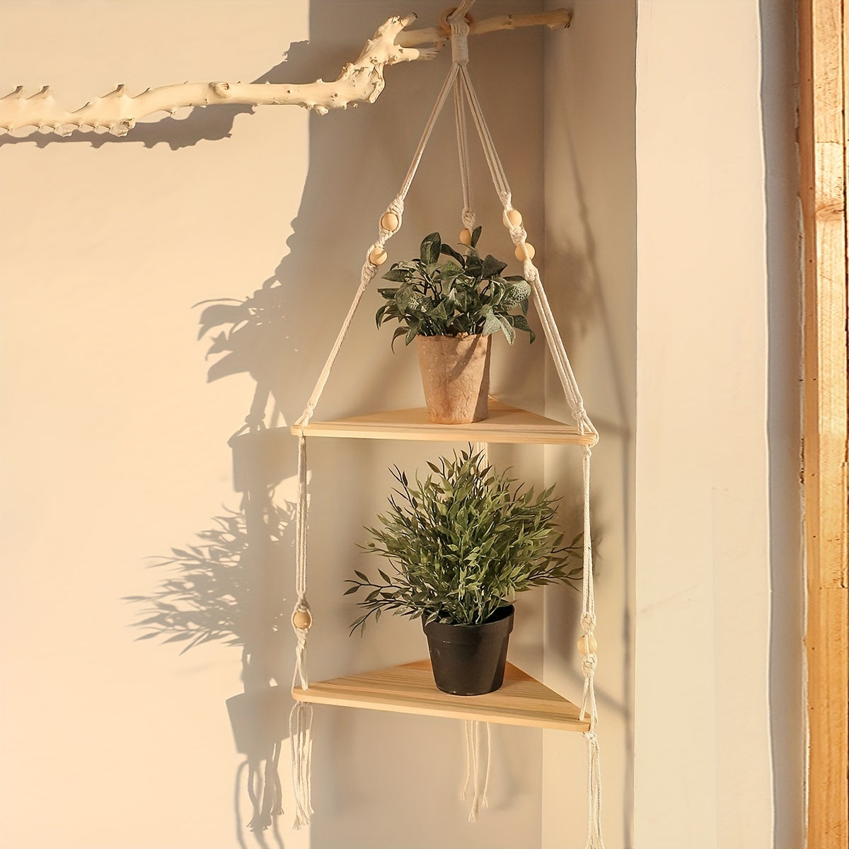 Movattis™ - Bohemian Triangular Wooden Shelf: Stylish Wall Hanging Decor