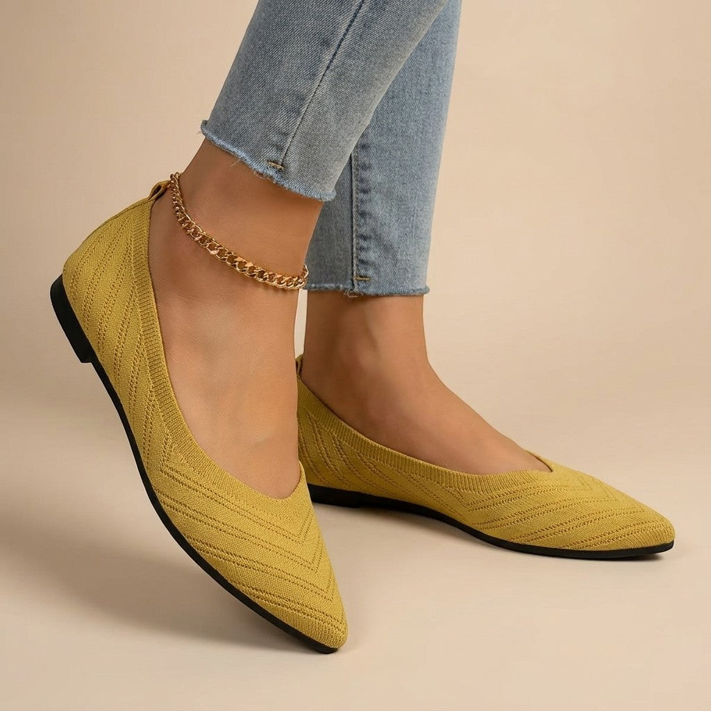 Elianthe — Breathable Knit Loafers With Elegant Slip-On Chain Detail Design