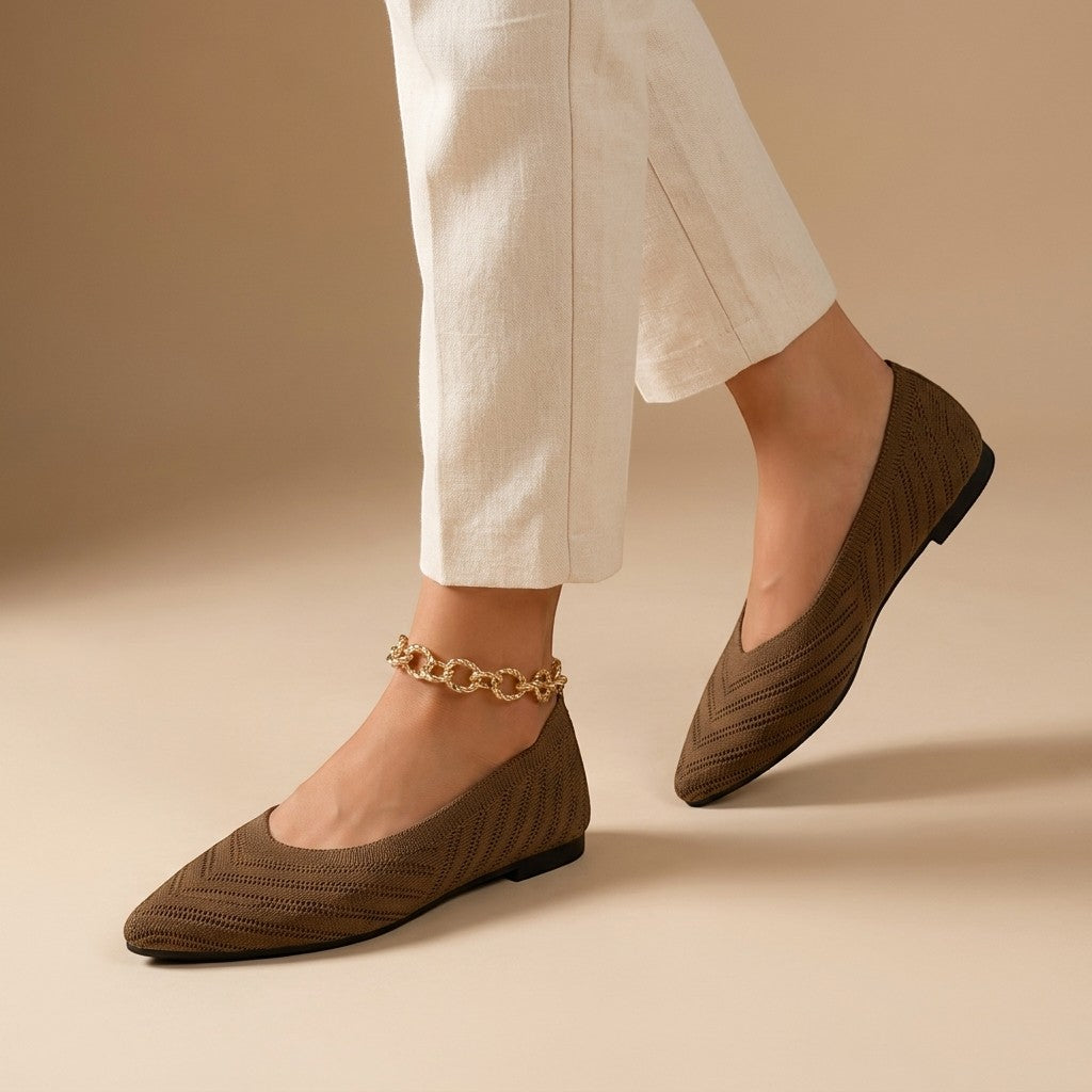 Elianthe — Breathable Knit Loafers With Elegant Slip-On Chain Detail Design