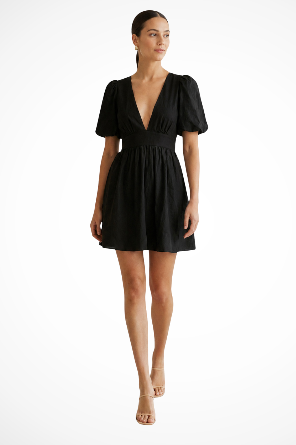 Violetta — Lightweight V-Neck Mini Dress With Elegant Puff Sleeves And Flared Skirt