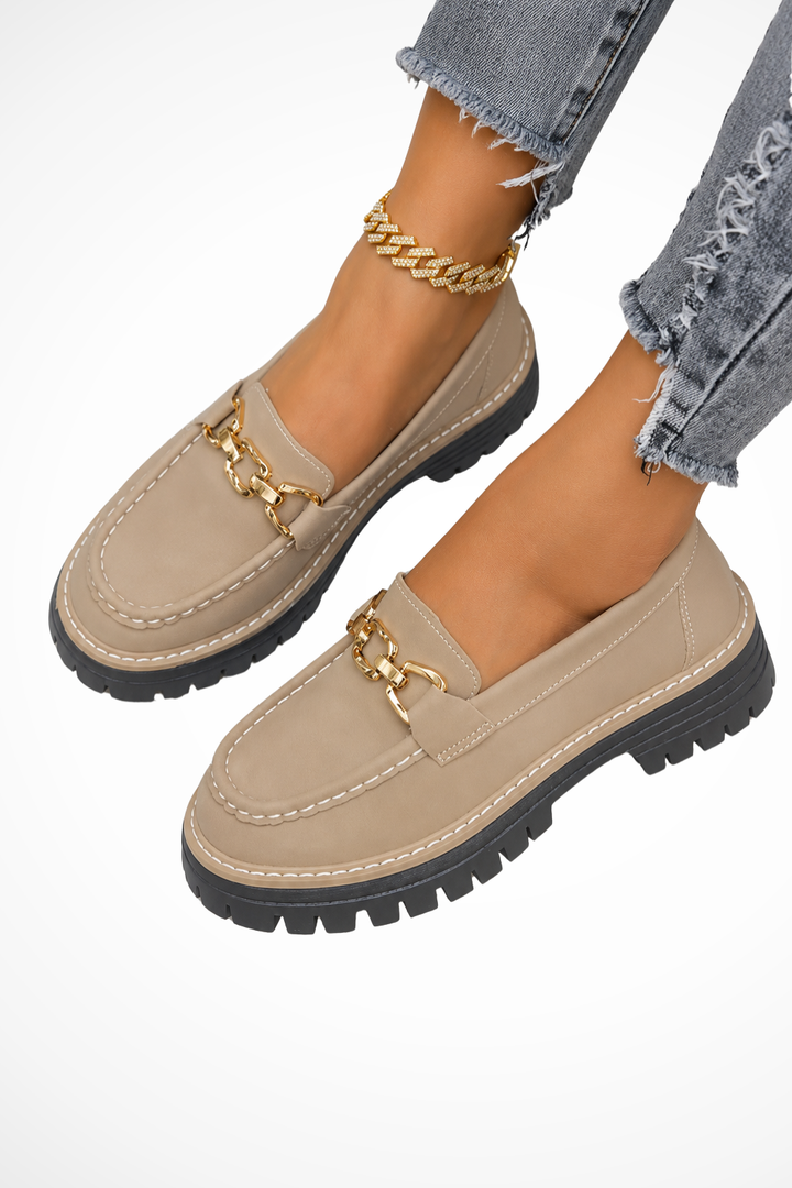 Seraphielle — Stylish Platform Loafers With Chic Slip-On Gold Chain Accent Design
