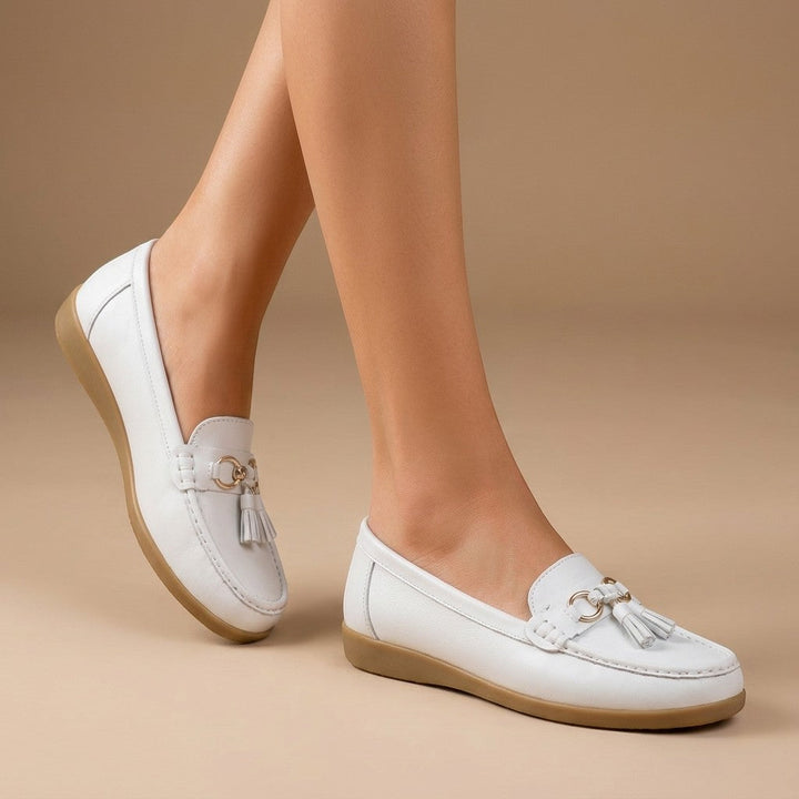 Solenne — Comfortable Leather Penny Loafers With Elegant Slip-On Tassel Design