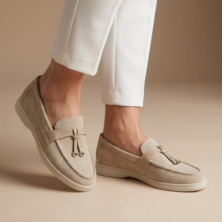 Liezel — Elegant Suede Loafers With Classic Slip-On Tassel Accent Design