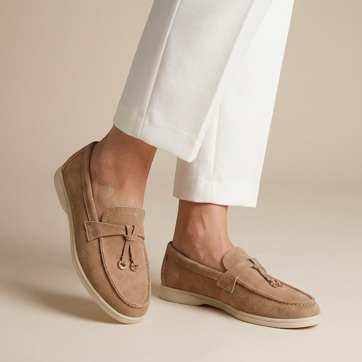 Liezel — Elegant Suede Loafers With Classic Slip-On Tassel Accent Design