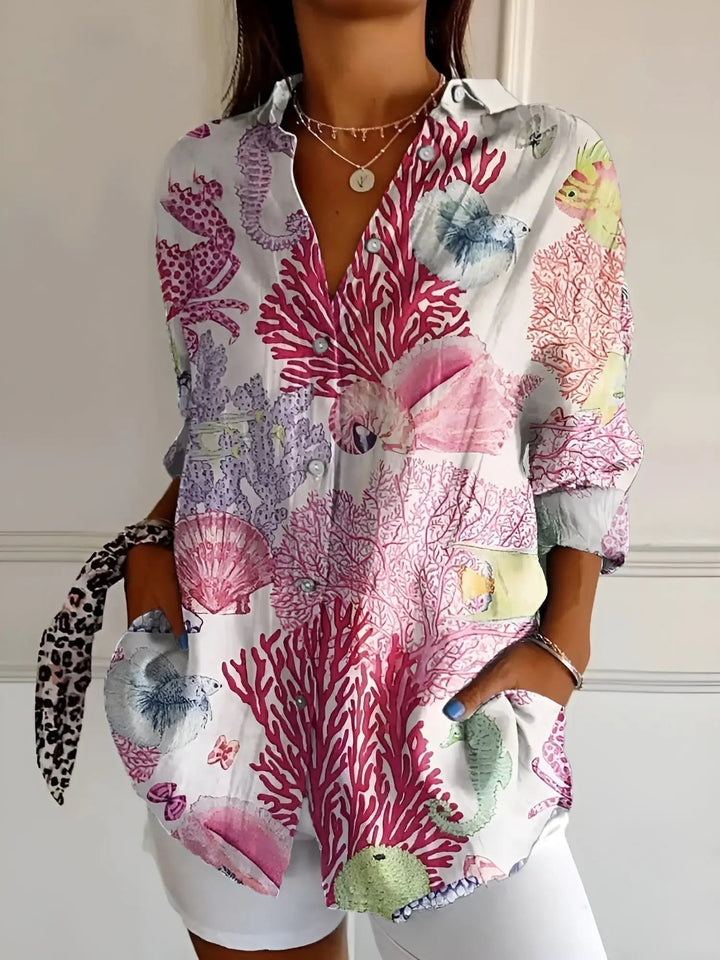Marigold — Breathable Cotton Blouse With Elegant Long Sleeve Button-Down Style