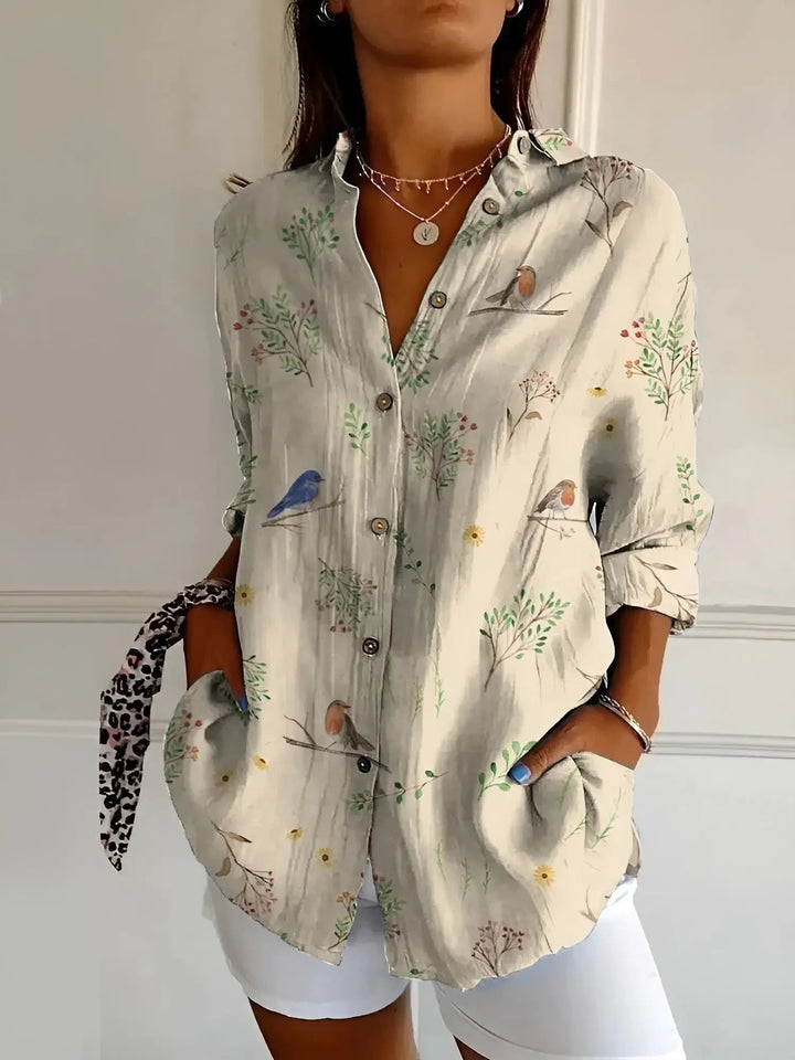 Marigold — Breathable Cotton Blouse With Elegant Long Sleeve Button-Down Style