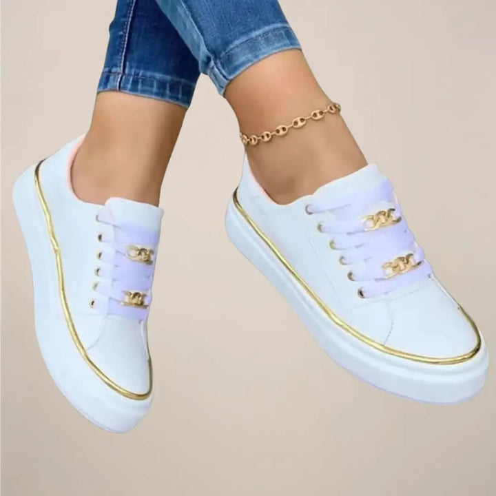 Goldaccent — Casual Fabric Sneakers With Stylish Low-Top White Gold Accent Design