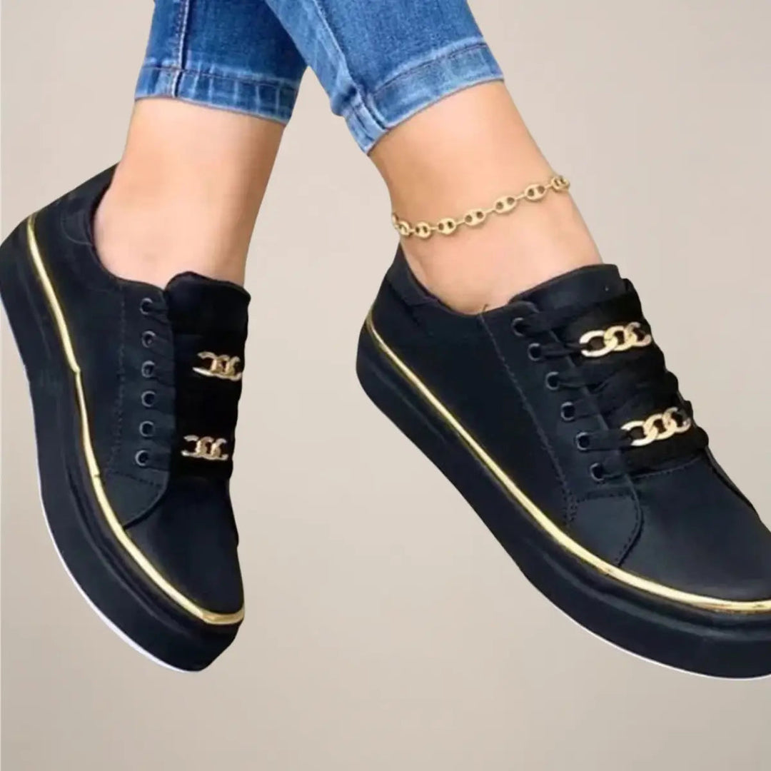 Goldaccent — Casual Fabric Sneakers With Stylish Low-Top White Gold Accent Design