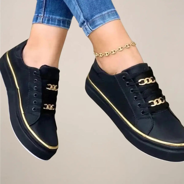 Goldaccent — Casual Fabric Sneakers With Stylish Low-Top White Gold Accent Design