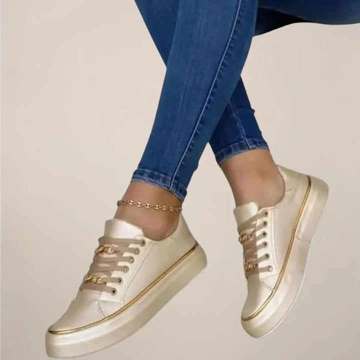 Goldaccent — Casual Fabric Sneakers With Stylish Low-Top White Gold Accent Design