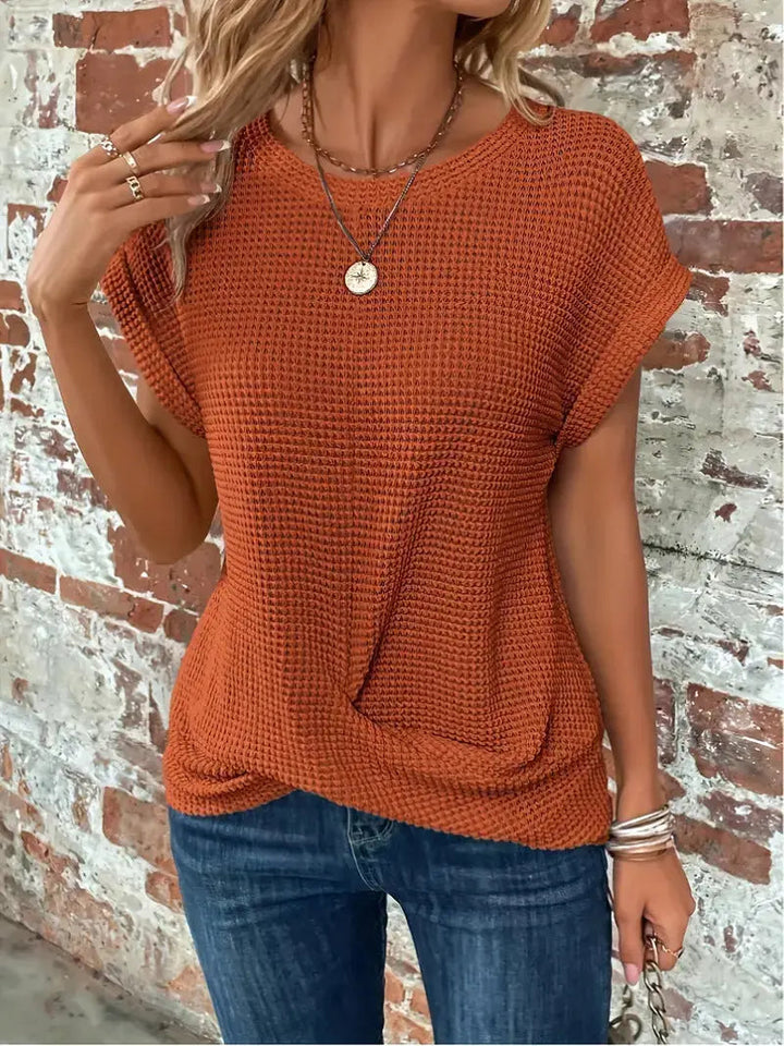 Quincy — Cotton Textured Waffle Knit Tee With Relaxed Fit Casual Style