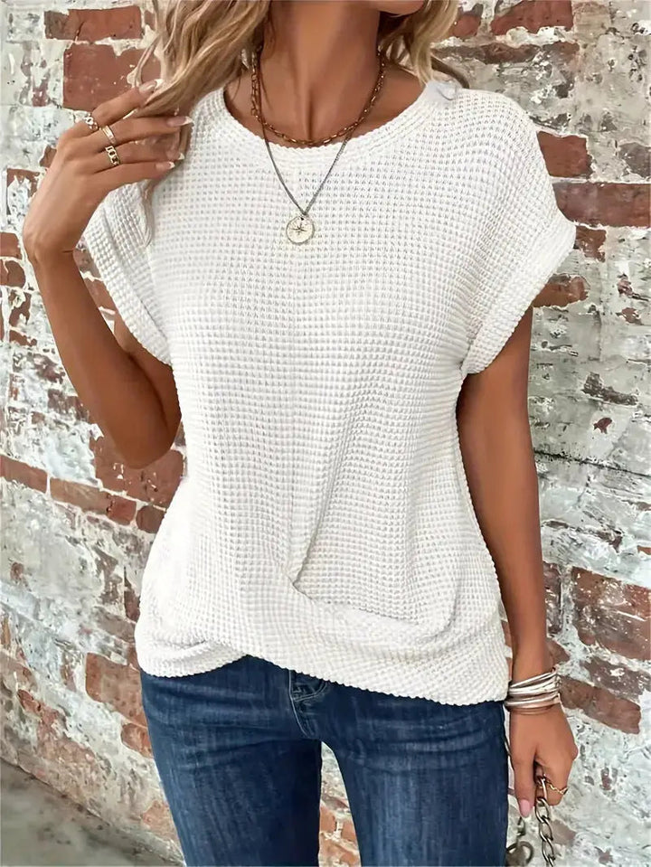 Quincy — Cotton Textured Waffle Knit Tee With Relaxed Fit Casual Style