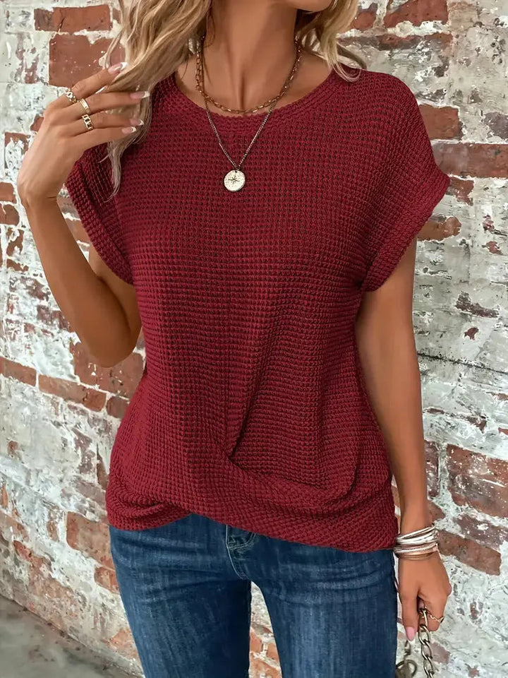 Quincy — Cotton Textured Waffle Knit Tee With Relaxed Fit Casual Style