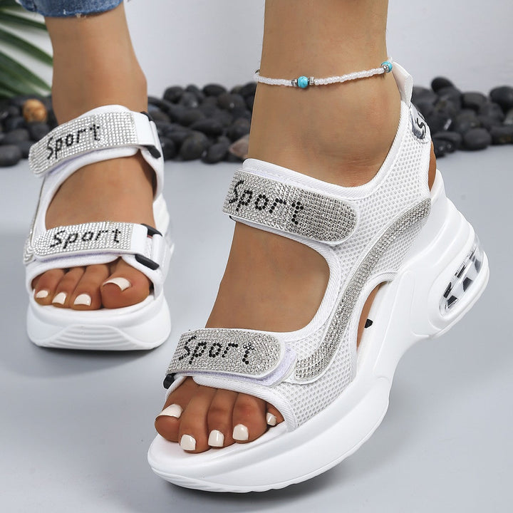 Crystalle — Crystal-Embellished Orthopedic Platform Sandals With Supportive Elegant Design