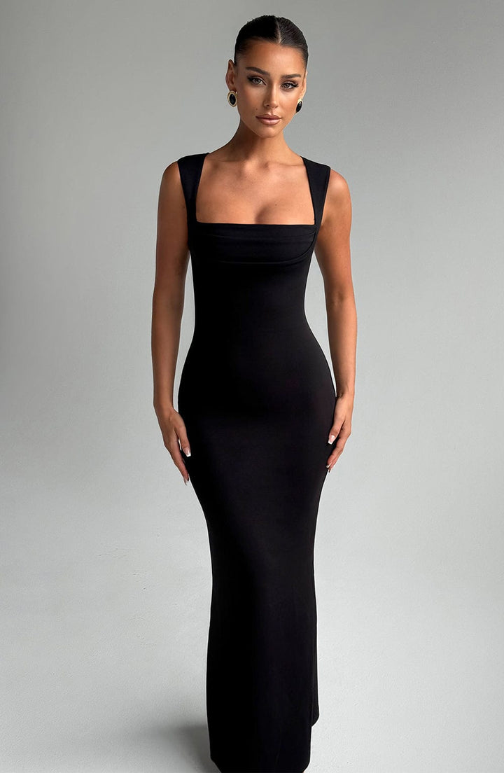 Persephone — Elegant Bodycon Maxi Dress With Sleek Square Neckline Formal Design