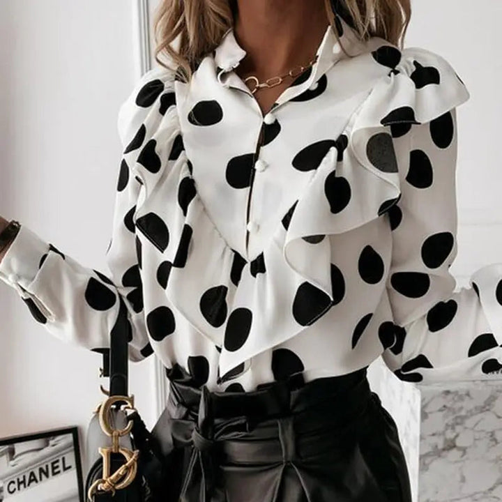 Persephone — Elegant Leopard Print Long Sleeve Blouse For Stylish All-Season Wear