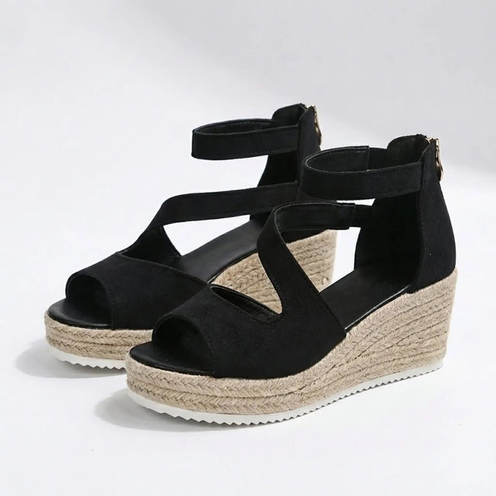 Espadwedge — Fabric Blend Espadrille Wedge Sandals With Stylish Ankle Strap Summer Design