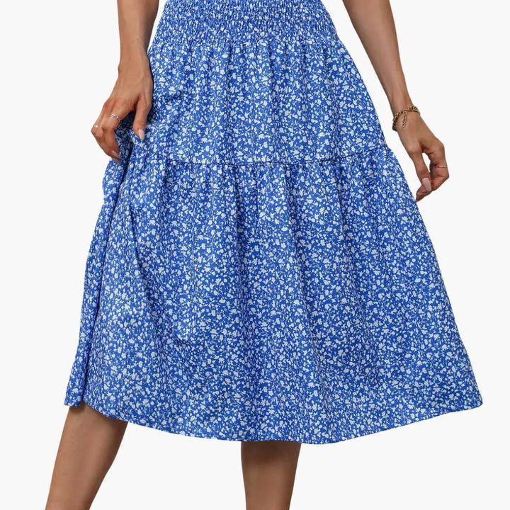 Florabelle — Floral Print Maxi Skirt With Flowing Ruffled Design For Summer