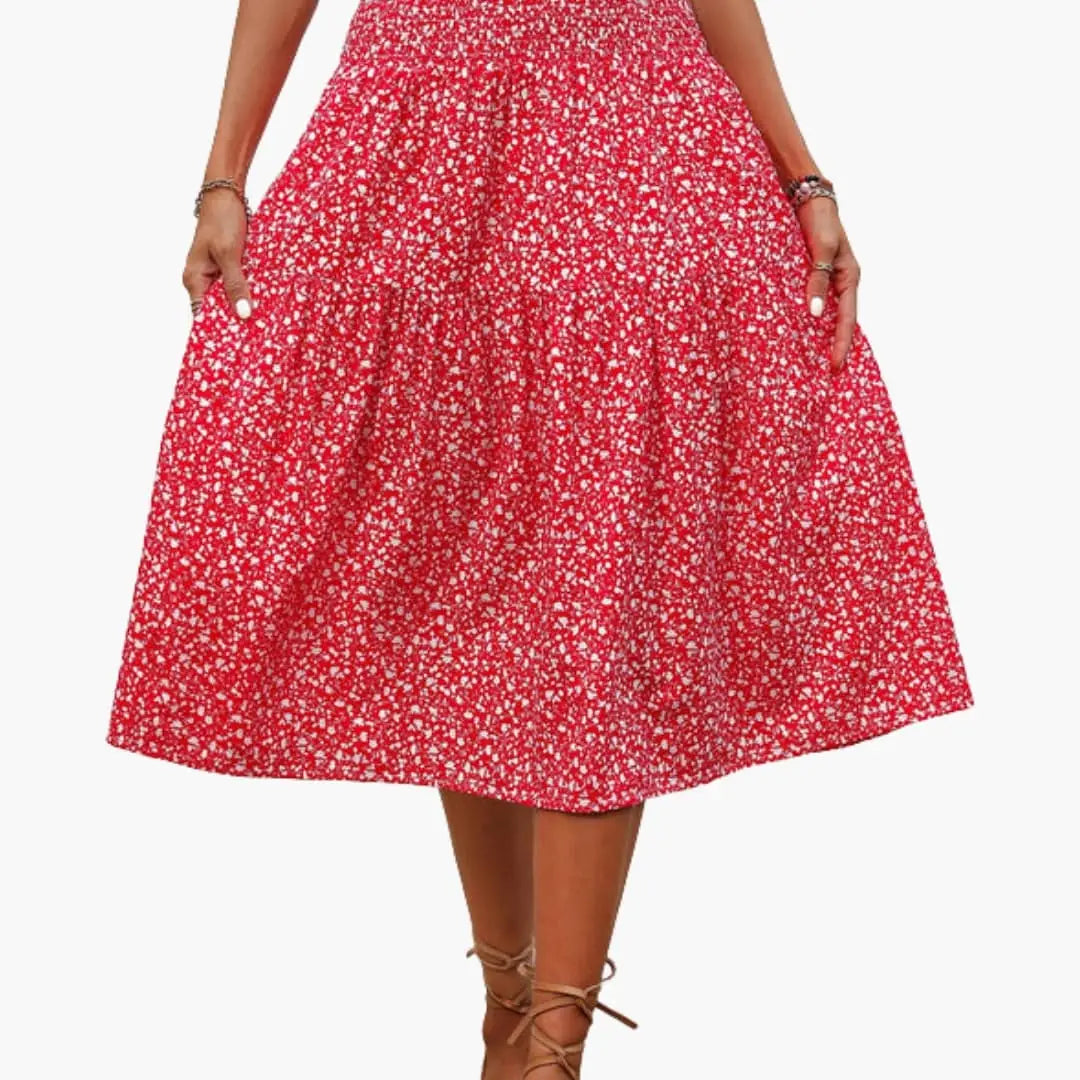 Florabelle — Floral Print Maxi Skirt With Flowing Ruffled Design For Summer