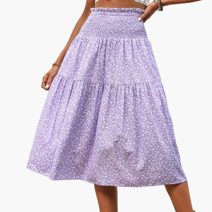 Florabelle — Floral Print Maxi Skirt With Flowing Ruffled Design For Summer