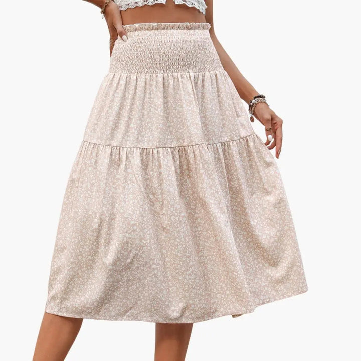 Florabelle — Floral Print Maxi Skirt With Flowing Ruffled Design For Summer