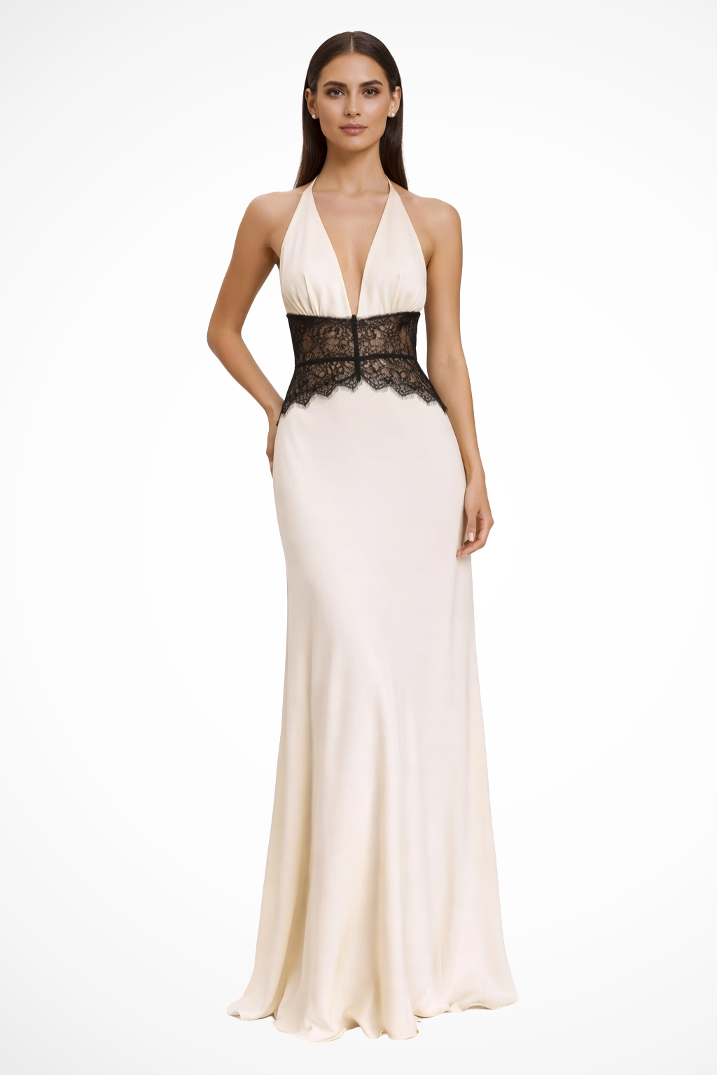 Lacebackless — Lace Maxi Dress With Modern Halter Neck Backless Wedding Design