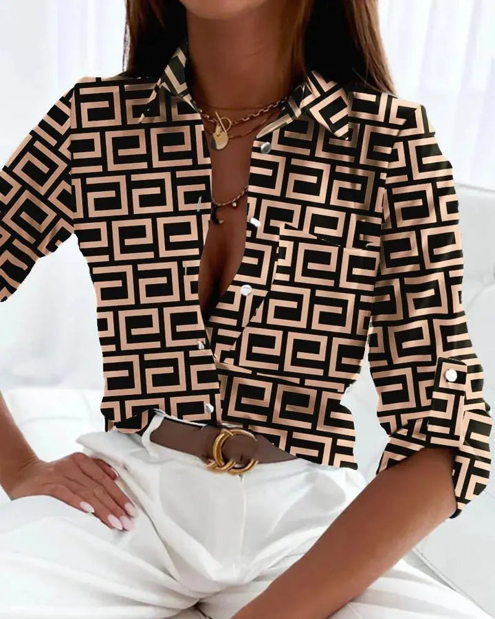 Galadriel — Lightweight Artistic Print Blouse With Stylish Draped Summer Style
