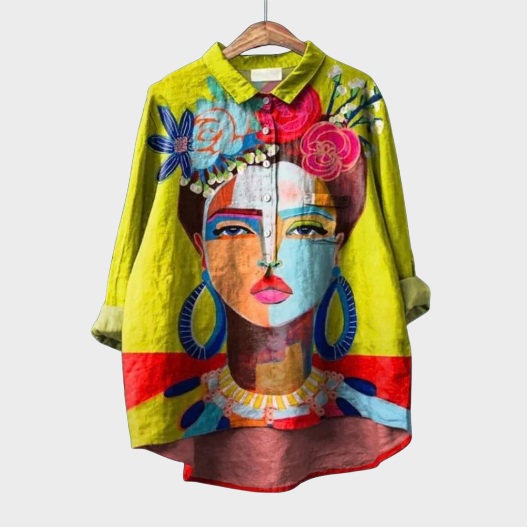 Marisol — Lightweight Cotton Blouse With Artistic Patterned Comfortable Fluid Fit