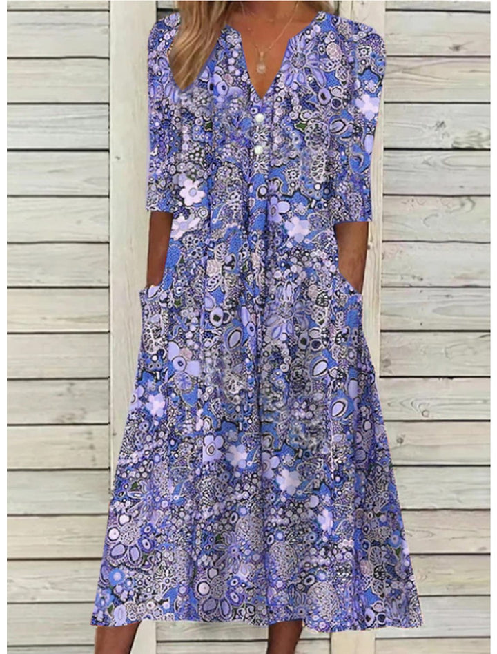 Coraline — Lightweight Cotton Summer Dress With Elegant V-Neck Maxi Design