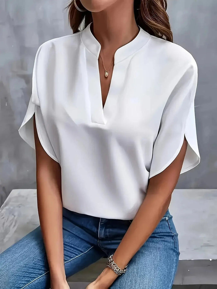 Ottoline — Lightweight Viscose Blouse With Tailored V-Neck Summer Design