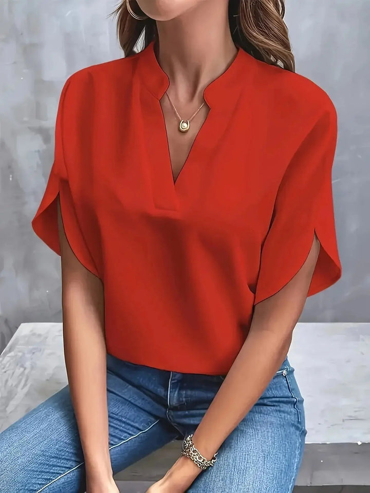 Ottoline — Lightweight Viscose Blouse With Tailored V-Neck Summer Design