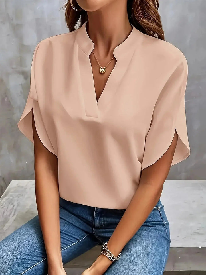 Ottoline — Lightweight Viscose Blouse With Tailored V-Neck Summer Design