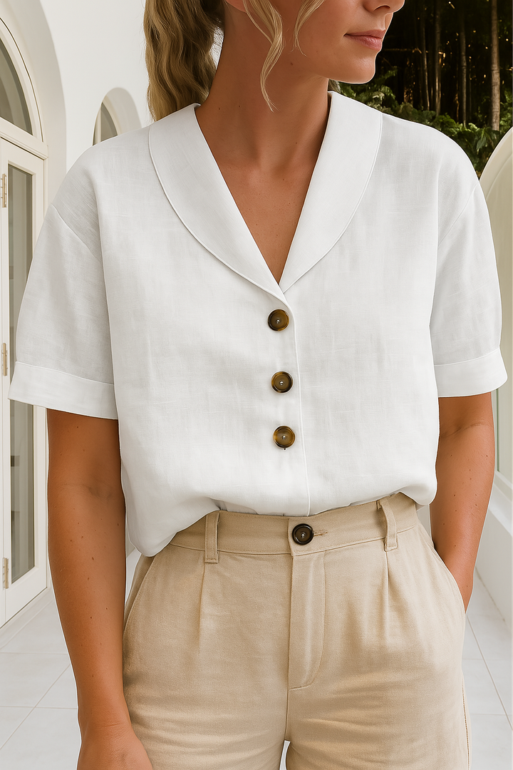 Winnifred — Lightweight White Wrap Blouse With Elegant Long Sleeve Summer Style