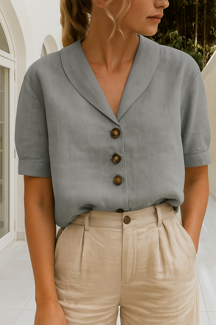 Winnifred — Lightweight White Wrap Blouse With Elegant Long Sleeve Summer Style