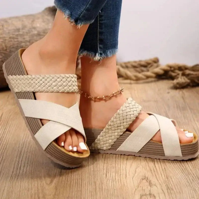 Mattecross — Matte Platform Sandals With Stylish Criss-Cross Open Toe Design