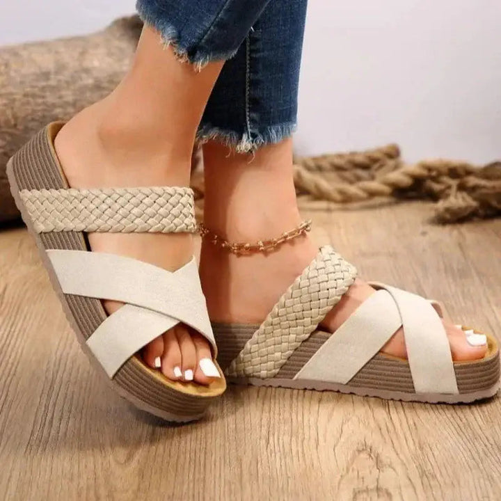 Mattecross — Matte Platform Sandals With Stylish Criss-Cross Open Toe Design