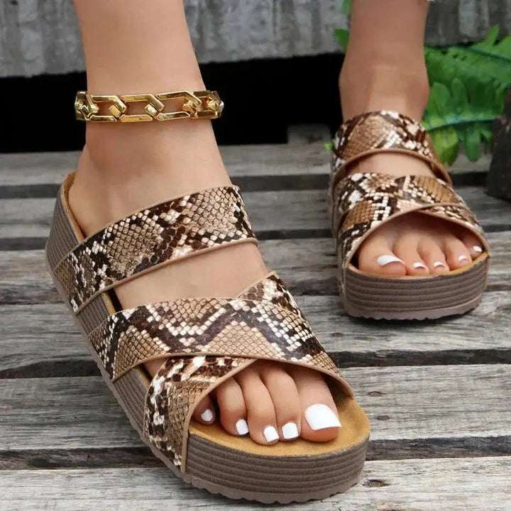 Mattecross — Matte Platform Sandals With Stylish Criss-Cross Open Toe Design
