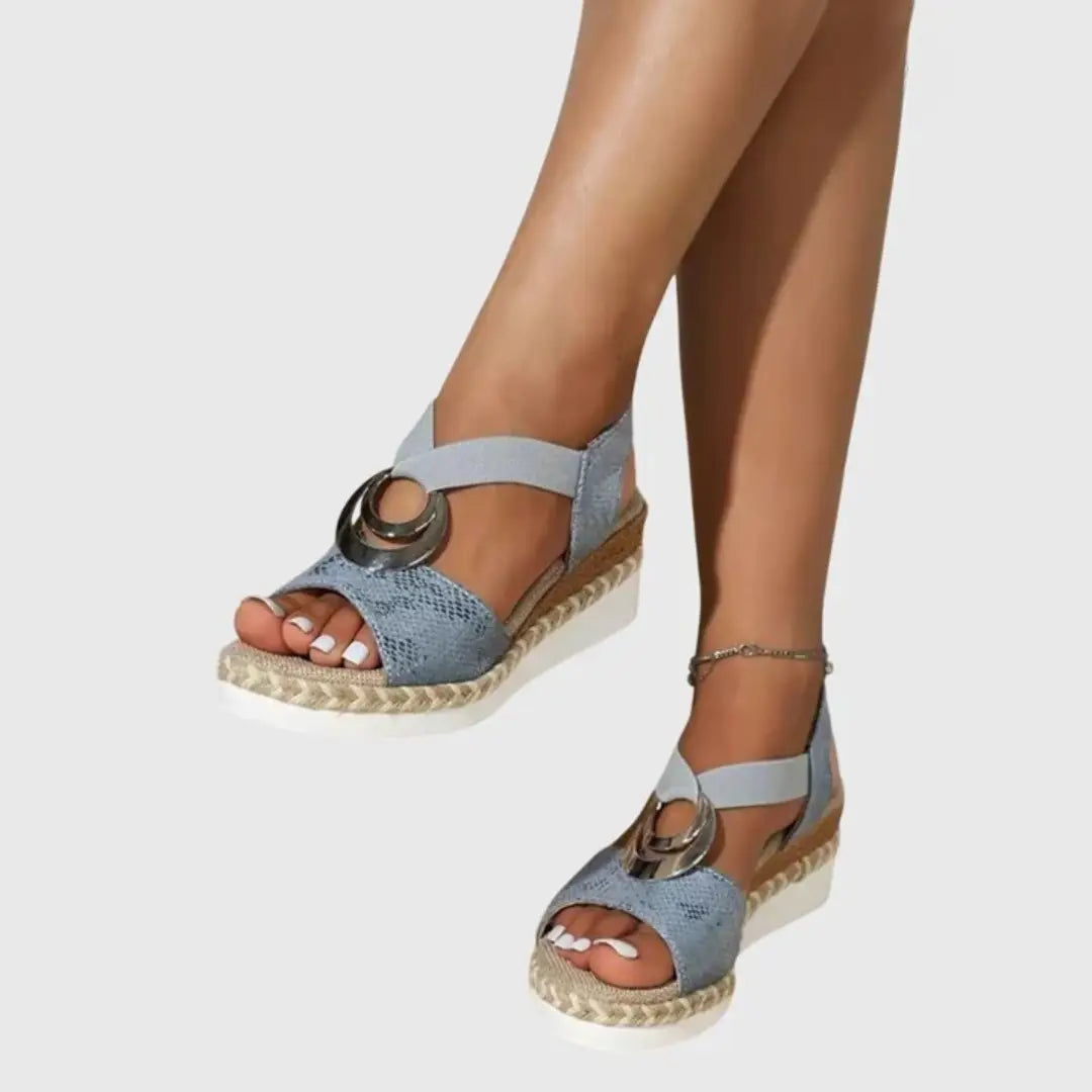 Espadrillenat — Natural Fabric Wedge Sandals With Comfortable Slingback Espadrille Design