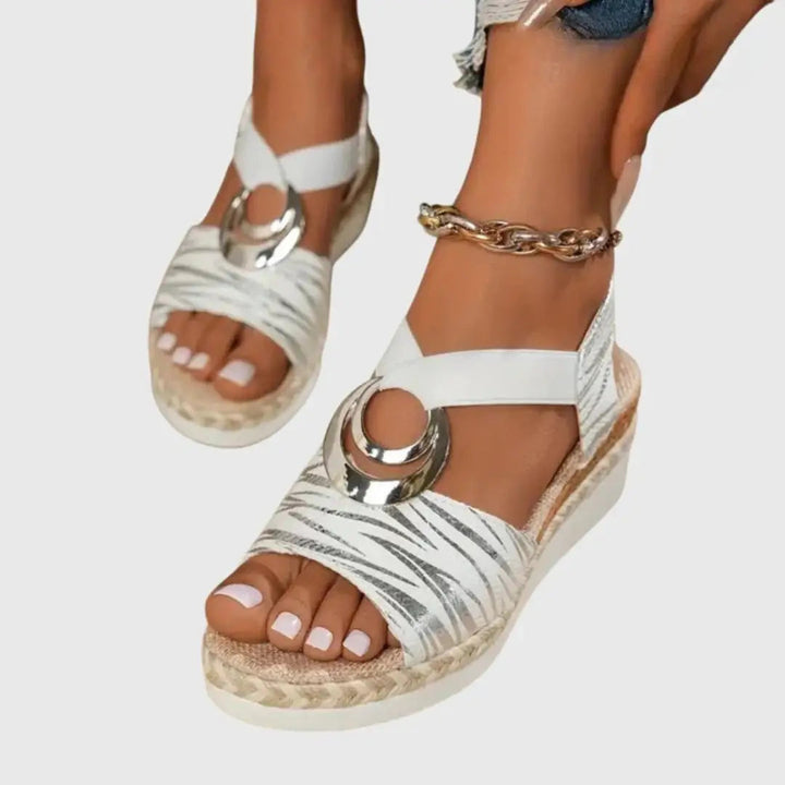 Espadrillenat — Natural Fabric Wedge Sandals With Comfortable Slingback Espadrille Design