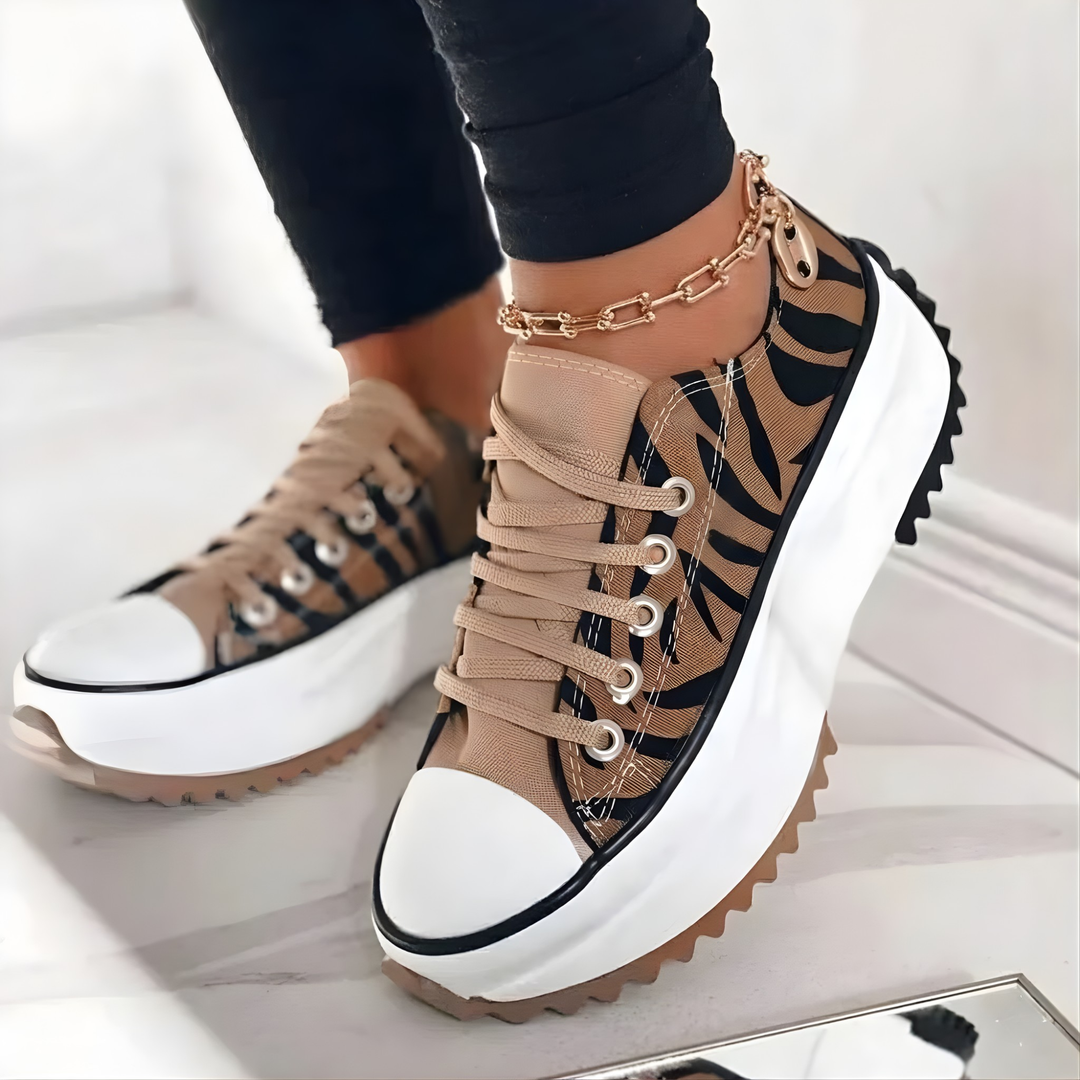 Chunkywalk — Orthopedic Fabric Sneakers With Supportive Chunky Lace-Up Walking Design