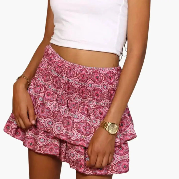 Theodora — Plain Woven Midi Skirt With Comfortable Elastic Waist Versatile Design