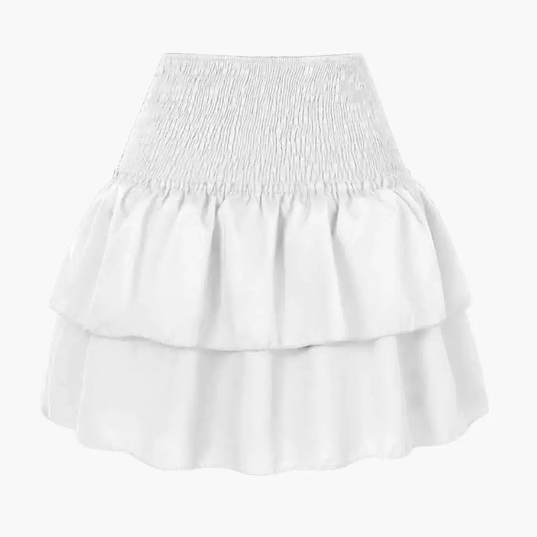 Theodora — Plain Woven Midi Skirt With Comfortable Elastic Waist Versatile Design