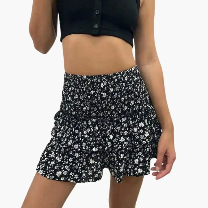 Theodora — Plain Woven Midi Skirt With Comfortable Elastic Waist Versatile Design
