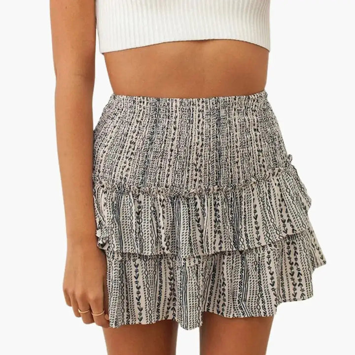 Theodora — Plain Woven Midi Skirt With Comfortable Elastic Waist Versatile Design