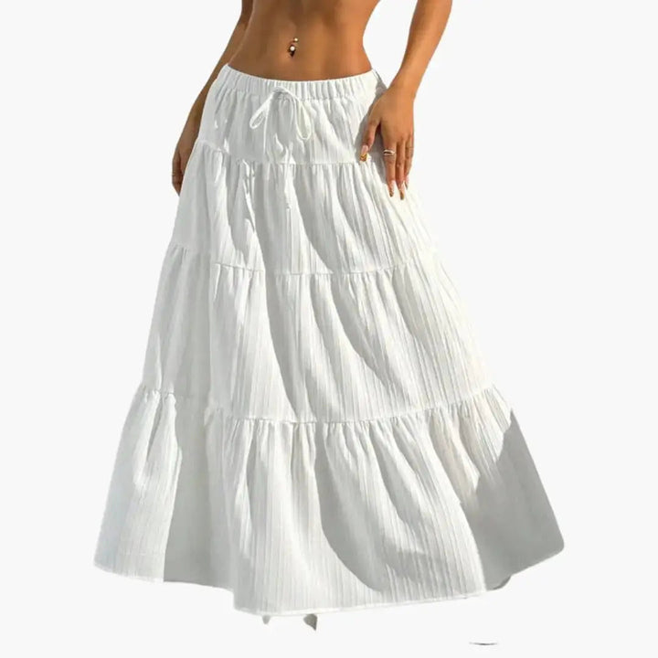 Marisol — Plain Woven Midi Skirt With Stylish Lace-Up Waist Design For Casual Wear