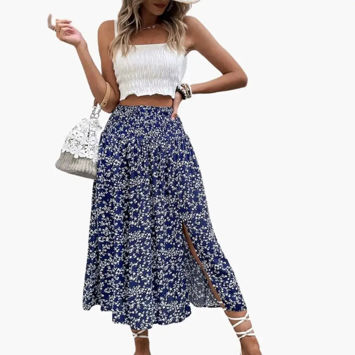 Marlowe — Printed Woven Midi Skirt With Stylish A-Line Design And Side Split