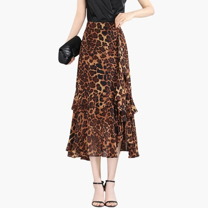 Marisette — Printed Woven Midi Skirt With Stylish Straight Cut Side Split Design