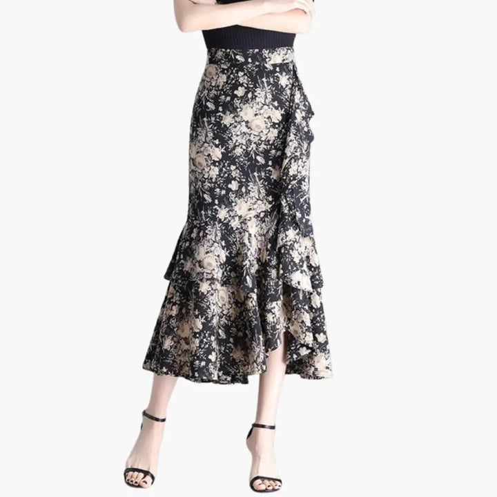 Marisette — Printed Woven Midi Skirt With Stylish Straight Cut Side Split Design