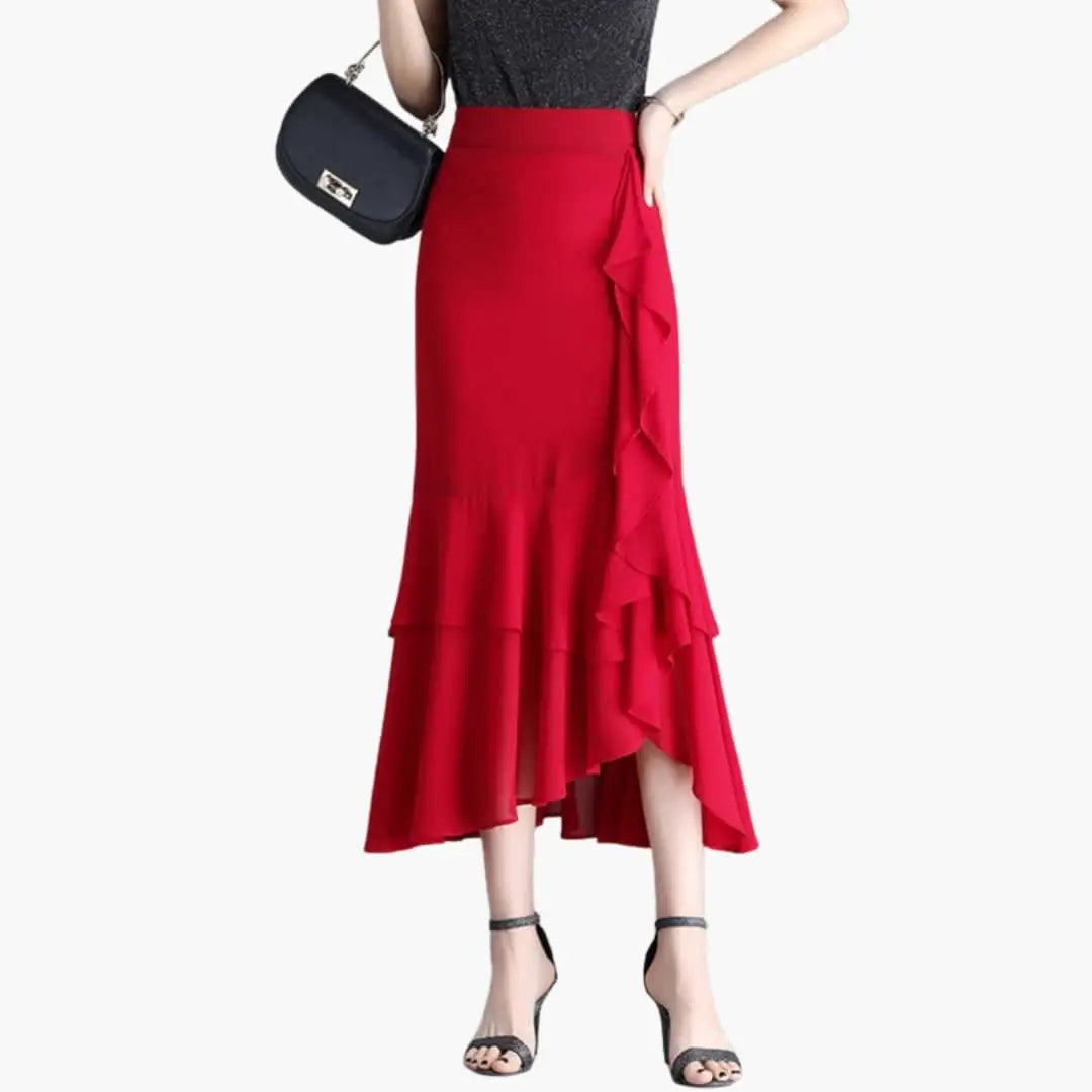 Marisette — Printed Woven Midi Skirt With Stylish Straight Cut Side Split Design